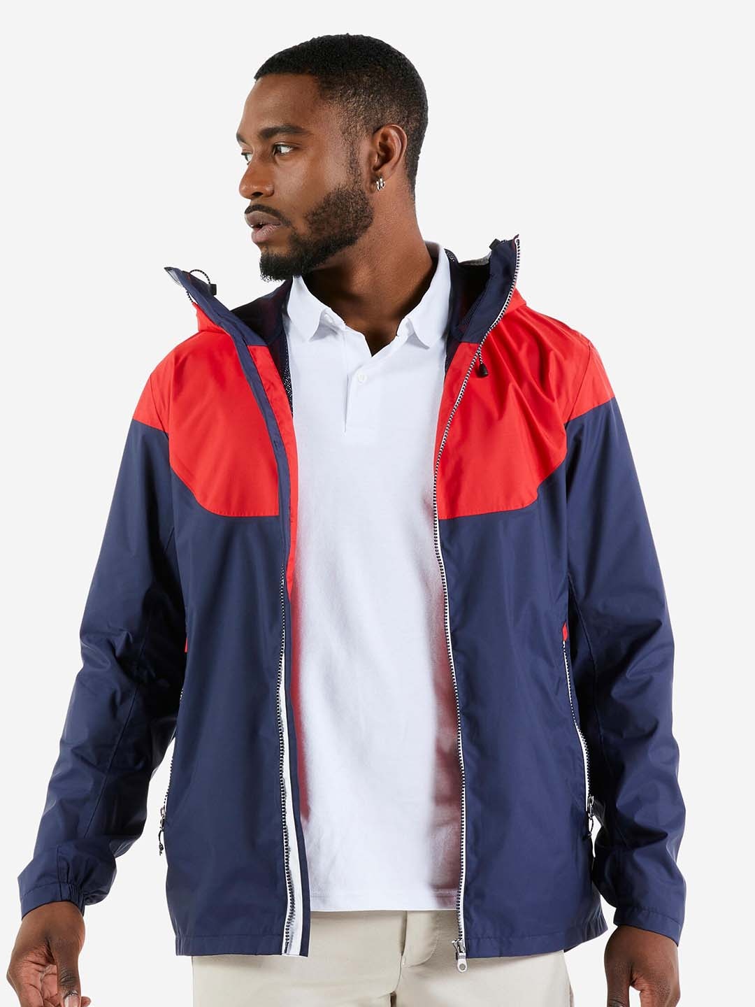 

Tribord By Decathlon Colorblocked Polyamide Hooded Jacket, Blue