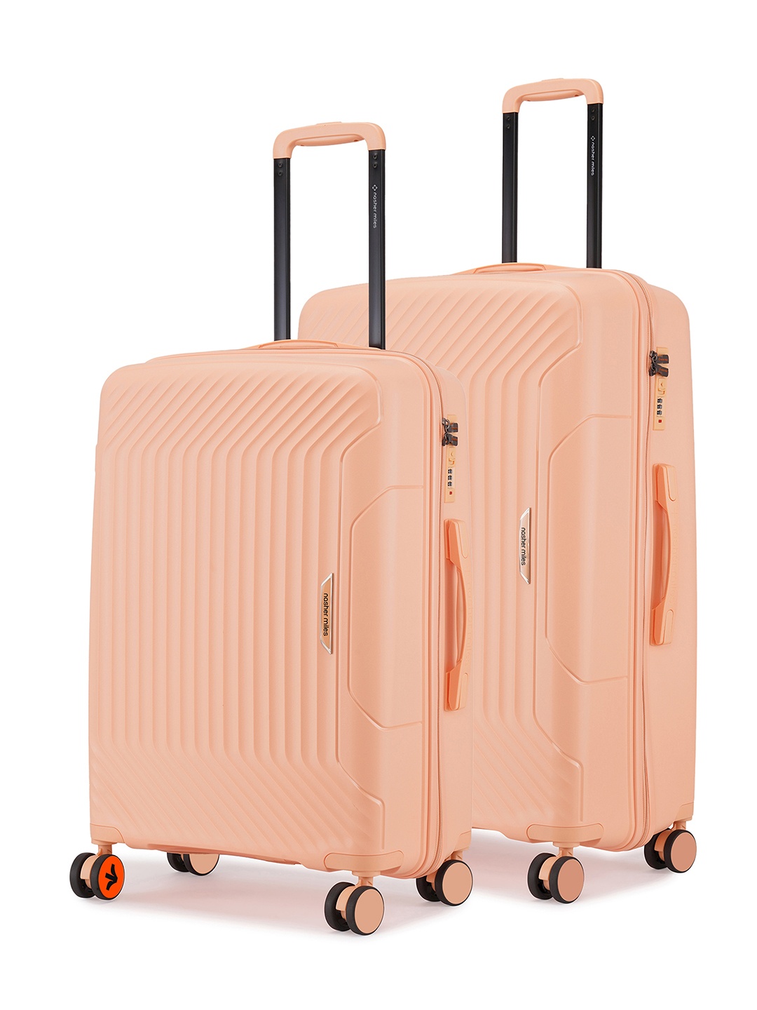 

Nasher Miles Coorg Hard-Sided Polypropylene Set of 2 M/L Peach Trolley Bags 65-75cm