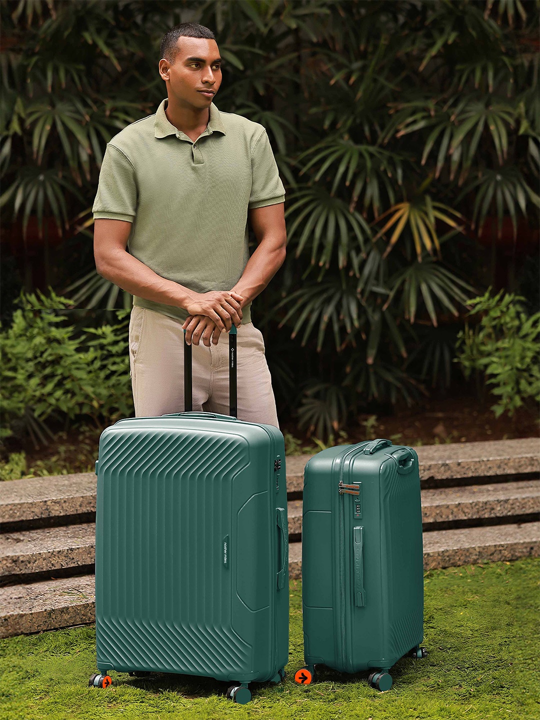 

Nasher Miles Coorg Hard-Sided Polypropylene Set of 2 M/L Olive Green Trolley Bags 65-75cm