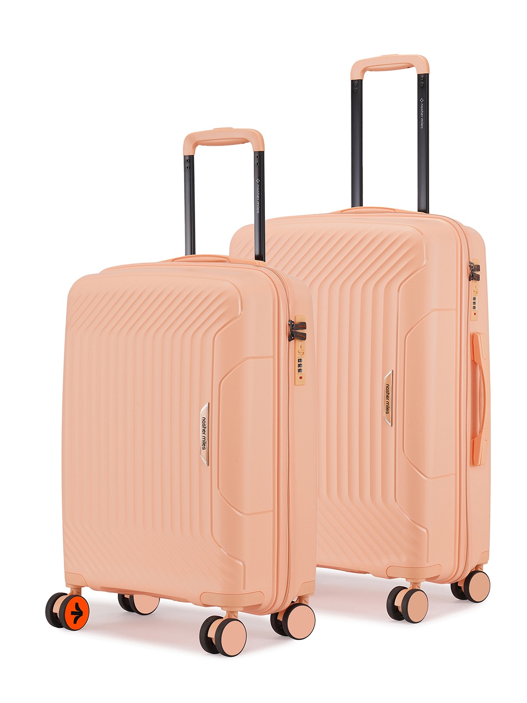 

Nasher Miles Coorg Hard-Sided Polypropylene Set of 2 S/M Peach Trolley Bags 55-65cm