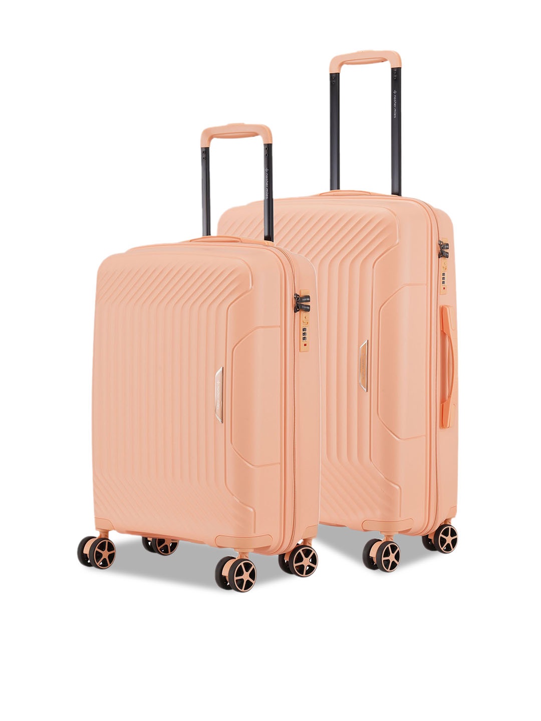 

Nasher Miles Coorg 2 Pcs Textuerd Hard-Sided Medium Trolley Bag, Peach