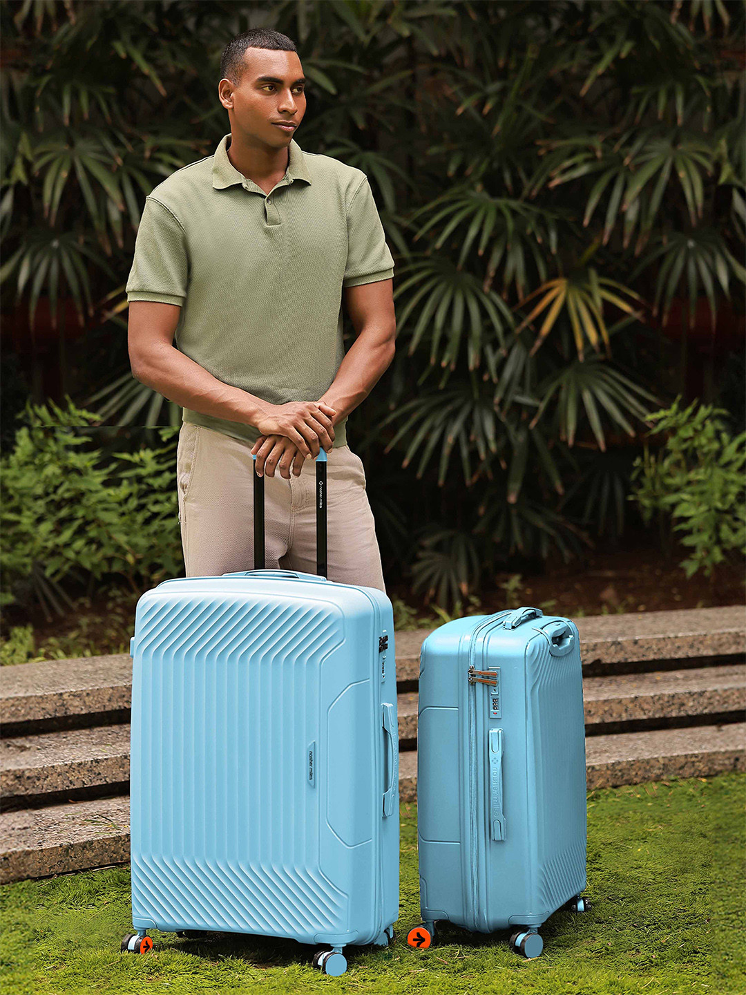 

Nasher Miles Coorg Hard-Sided Polypropylene Set of 2 M/L Sky Blue Trolley Bags 65-75cm