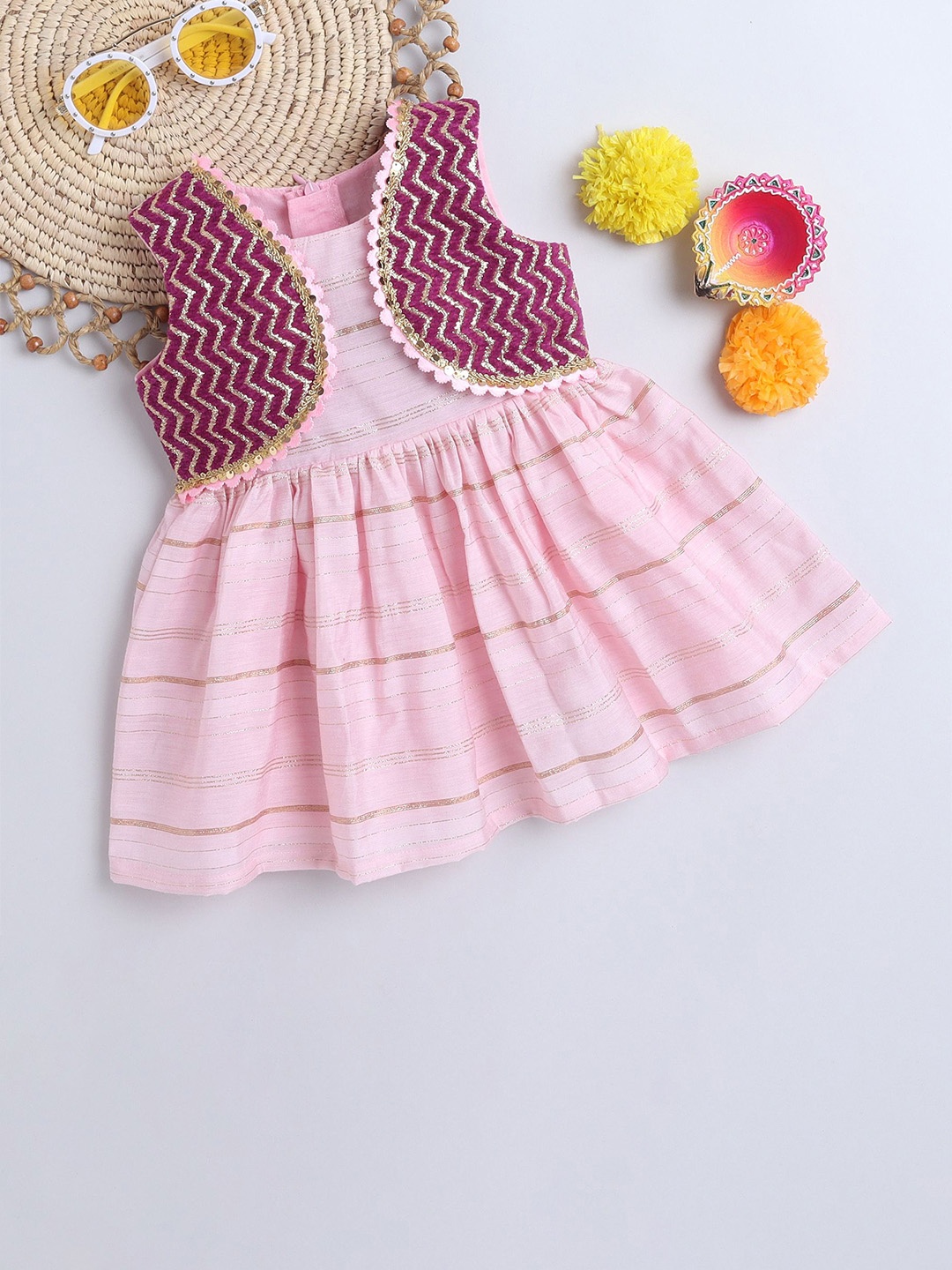 

MANY FROCKS & Girls Satin Fit & Flare Dress, Pink