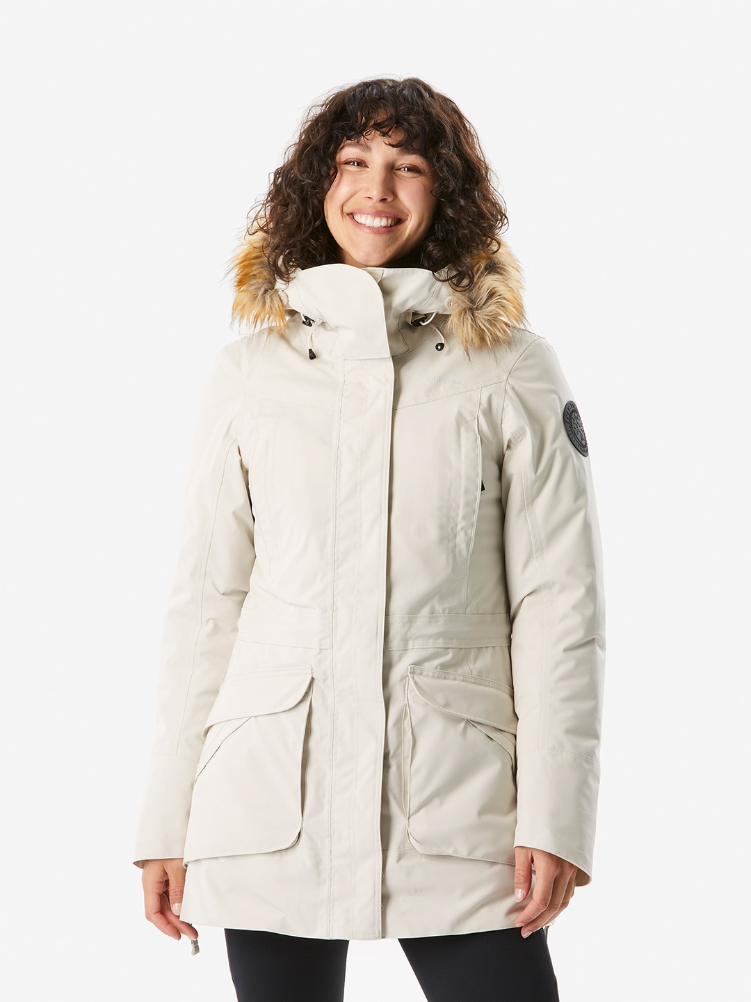 SOLOGNAC By Decathlon Mock Collar Hooded Jacket, Beige