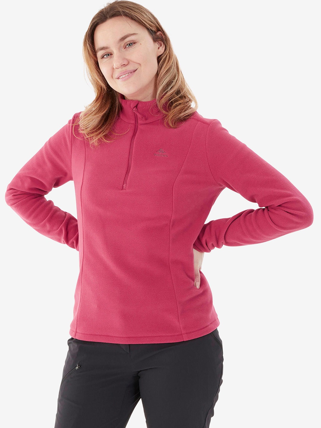 

Quechua By Decathlon Women Pink Half Zip Warm Fleece Sweater