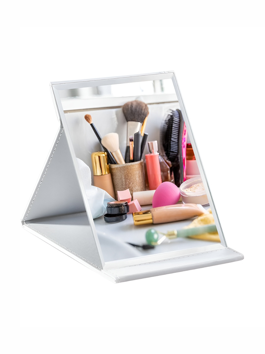 

P-Plus International White Portable Folding Makeup Mirror