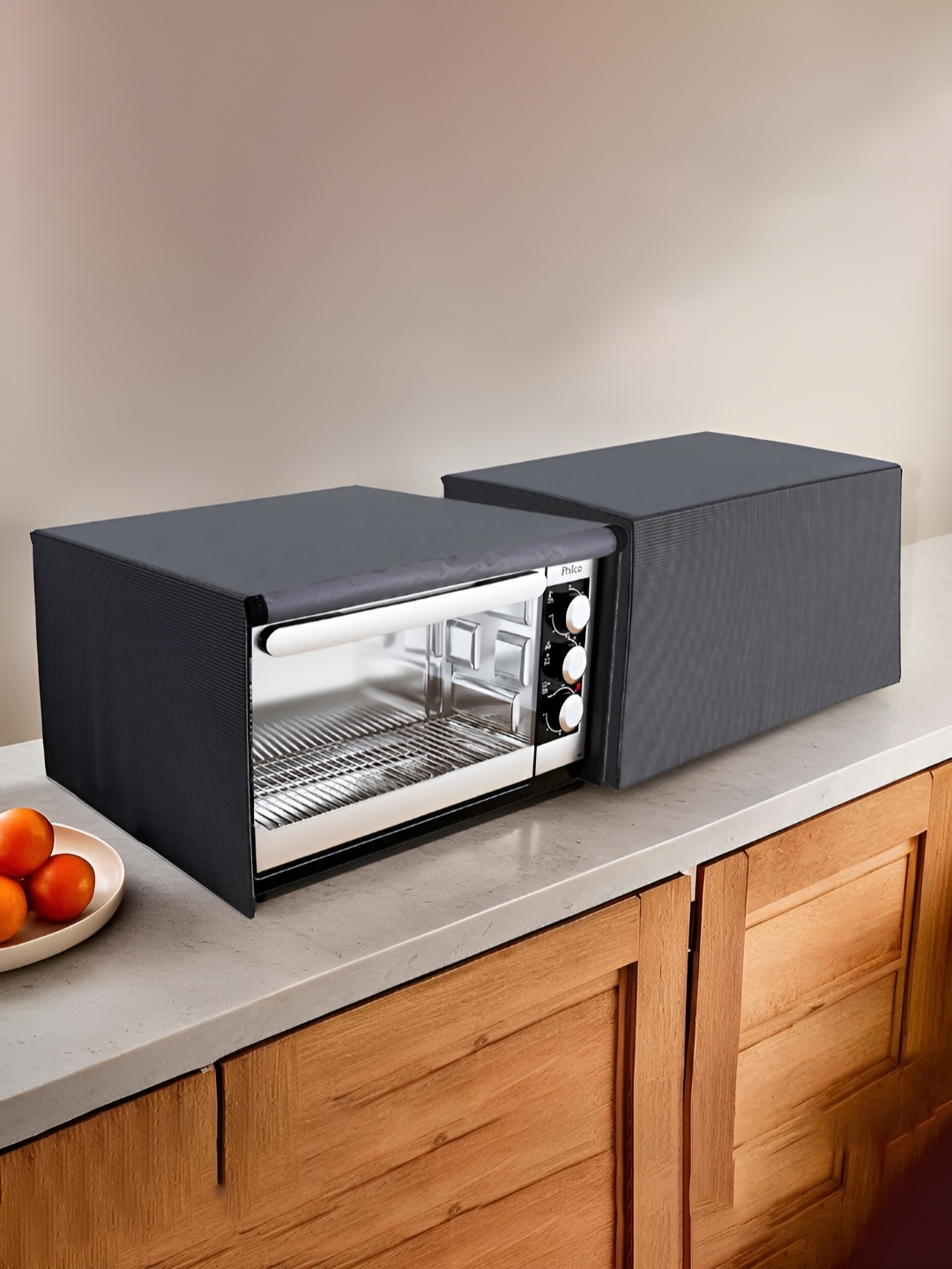 

Kuber Industries Grey & Black 2Pieces Microwave Oven Covers