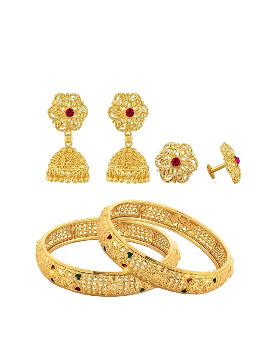 

Vighnaharta Gold Plated Stone Studded Jewellery Set