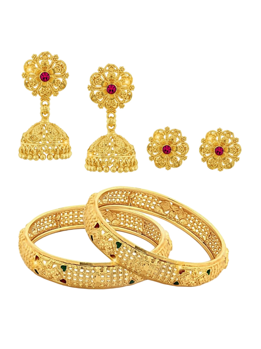 

Vighnaharta Gold-Plated Stone-Studded Jewellery Set