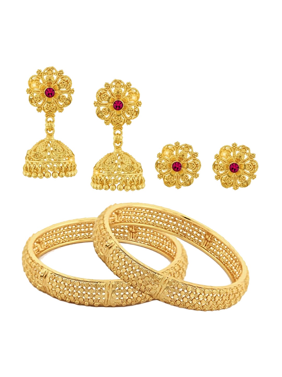 

Vighnaharta Gold-Plated Stone Studded Jewellery Set
