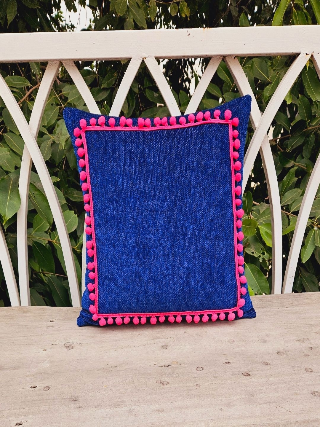 

THROWPILLOW Navy Blue & Pink Textured Square Cushion Covers