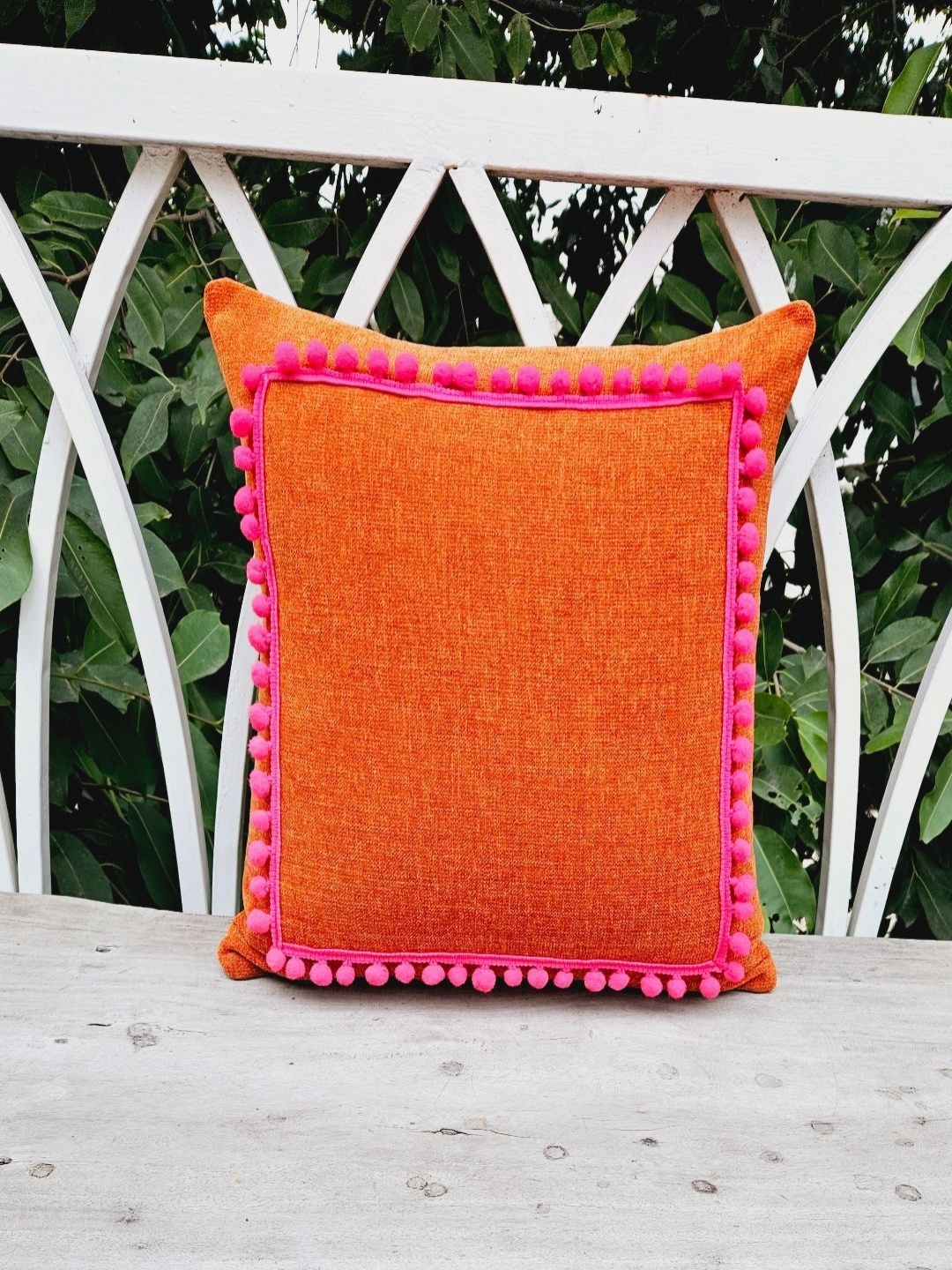 

THROWPILLOW Orange & Pink Tasselled Square Cushion Cover