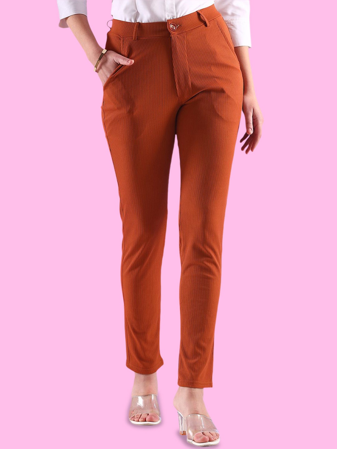 

BAESD Women Straight Fit Chinos Trousers, Brown