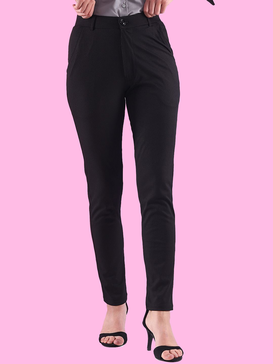 

BAESD Women Straight Fit Chinos Trousers, Black