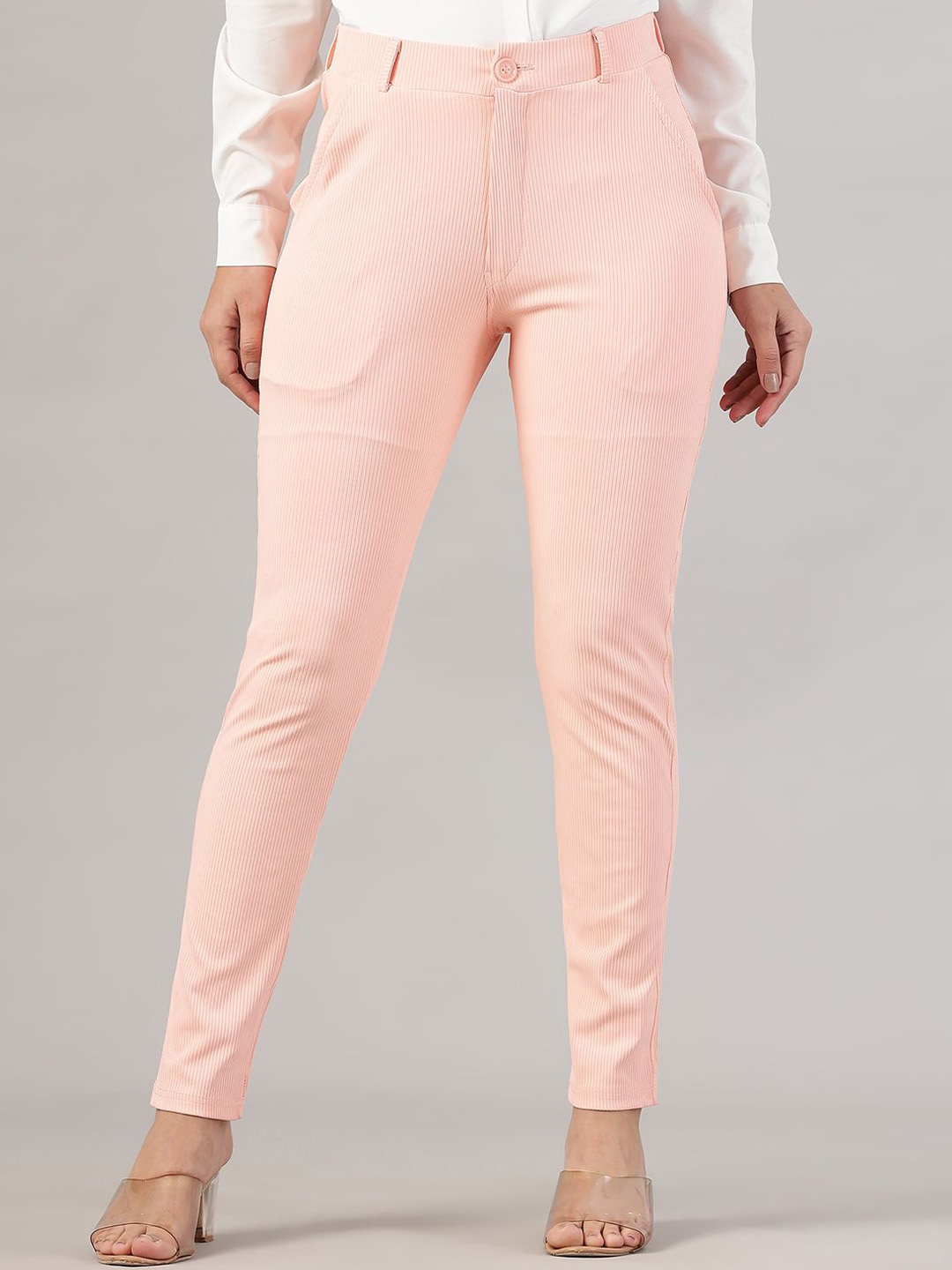 

BAESD Women Mid-Rise Straight Fit Trousers, Pink