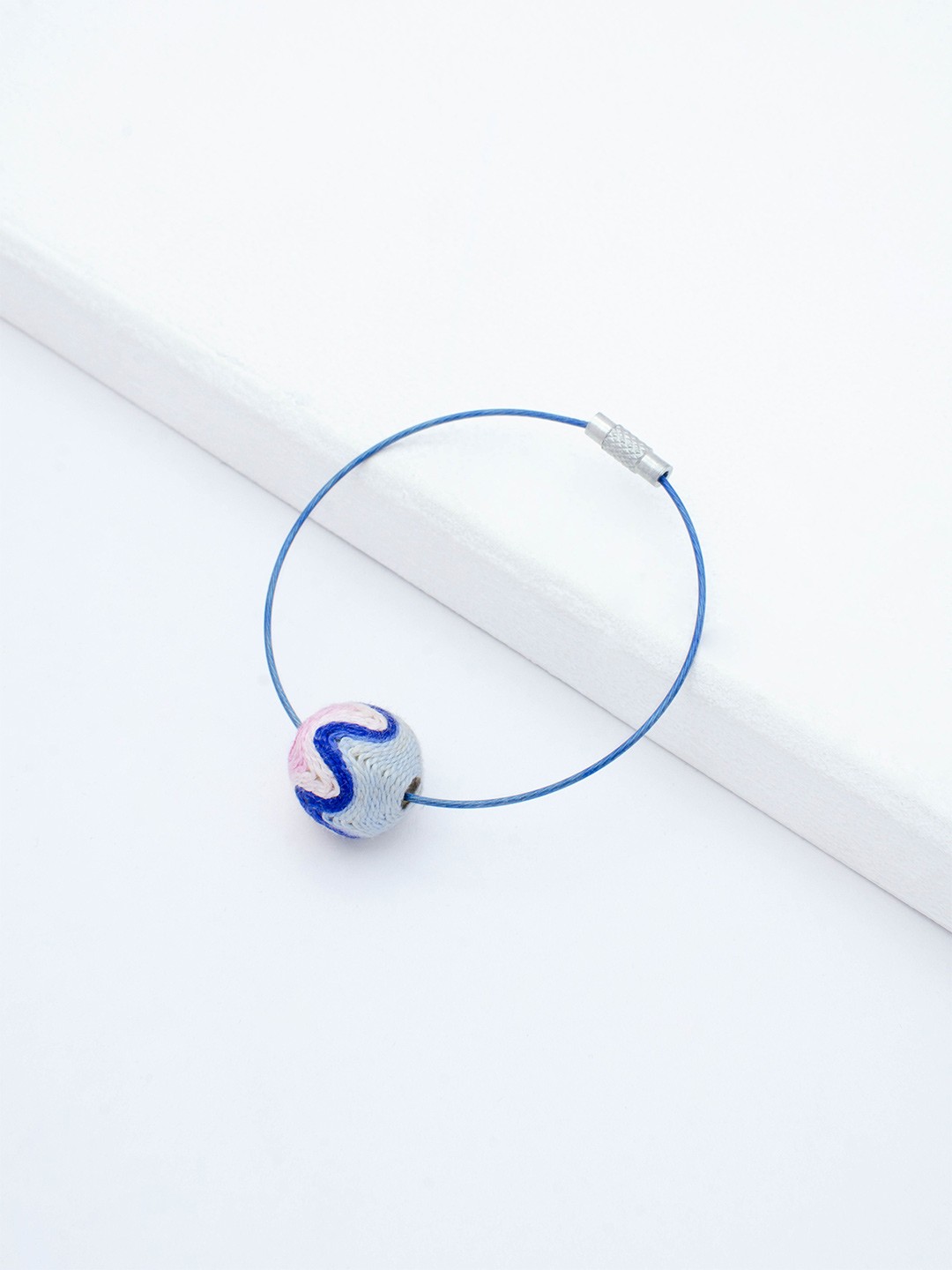 

Rhea Rhodium-Plated Thread Ball Wire Wraparound Bracelet, Silver
