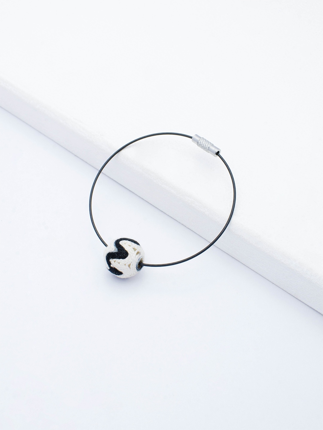 

Rhea Rhodium-Plated Thread Ball Wire Wraparound Bracelet, Silver