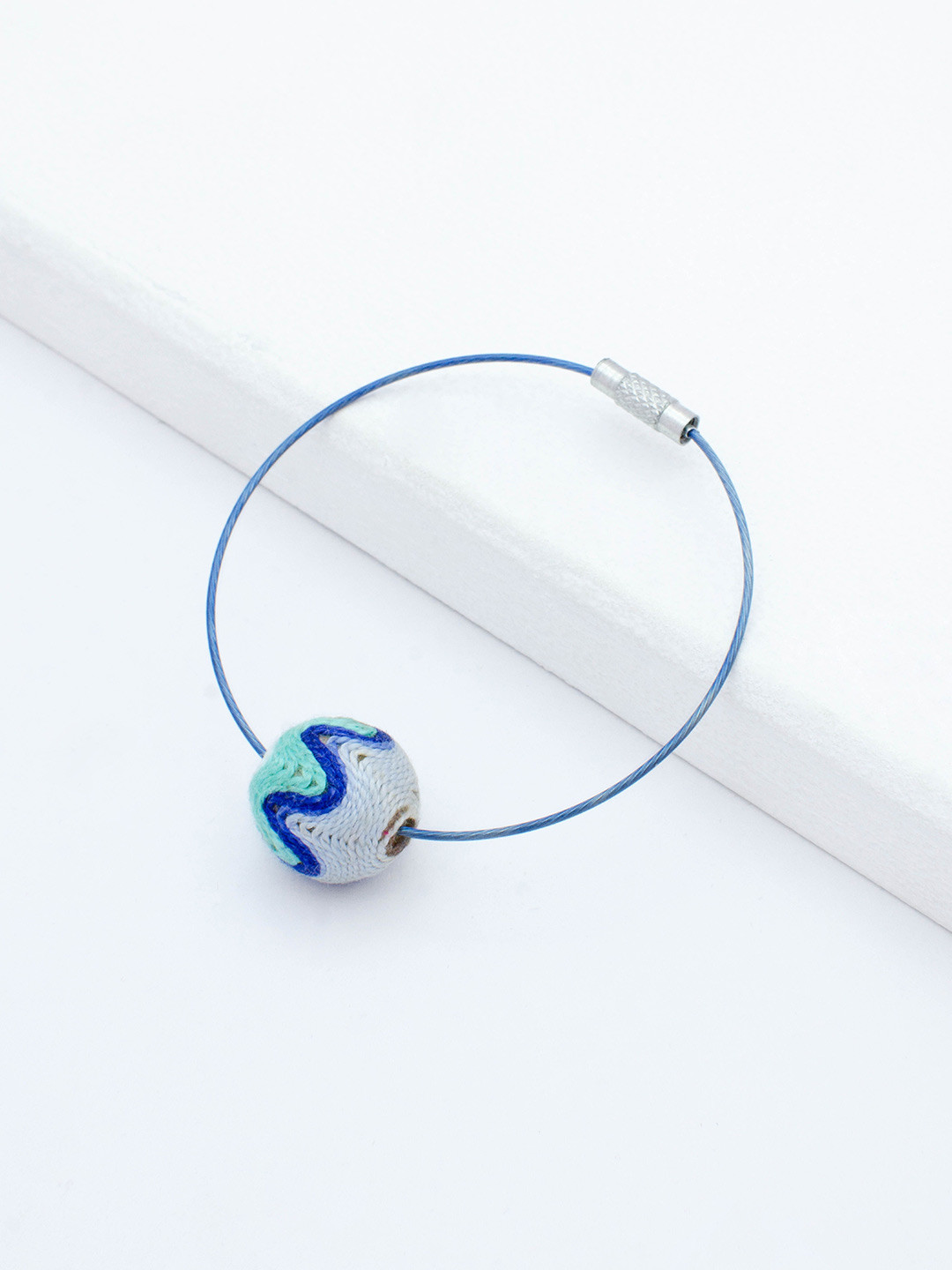 

Rhea Rhodium-Plated Thread Ball Wire Wraparound Bracelet, Silver