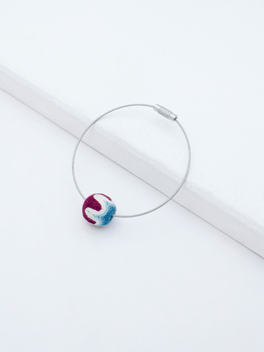 

Rhea Rhodium-Plated Thread Ball Wire Wraparound Bracelet, Silver