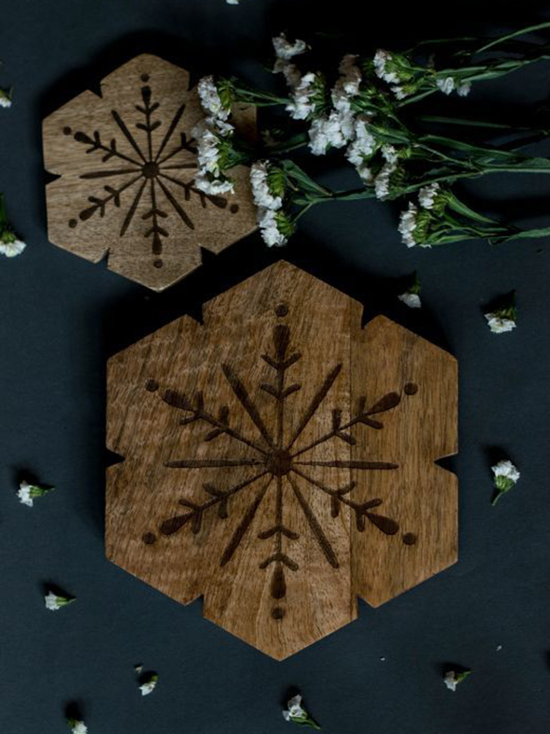 

The Pitara Project Brown 2 Pieces Wooden Trivet