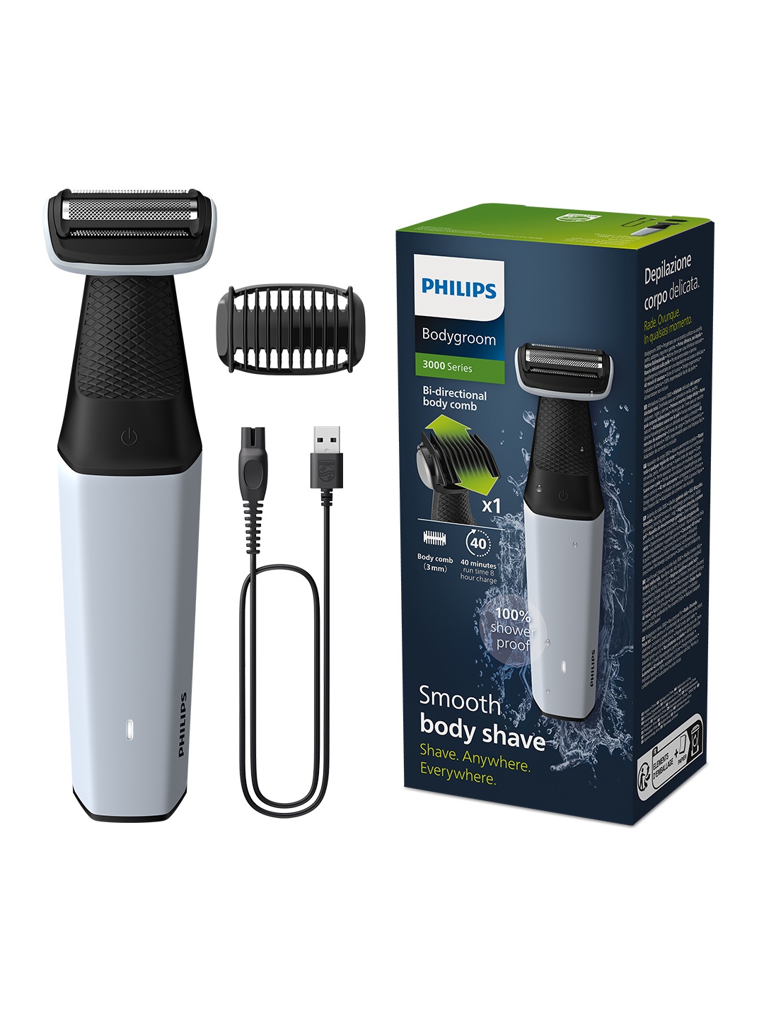 

Philips New Body & Groin Trimmer BG3007/01 - Grey & Black