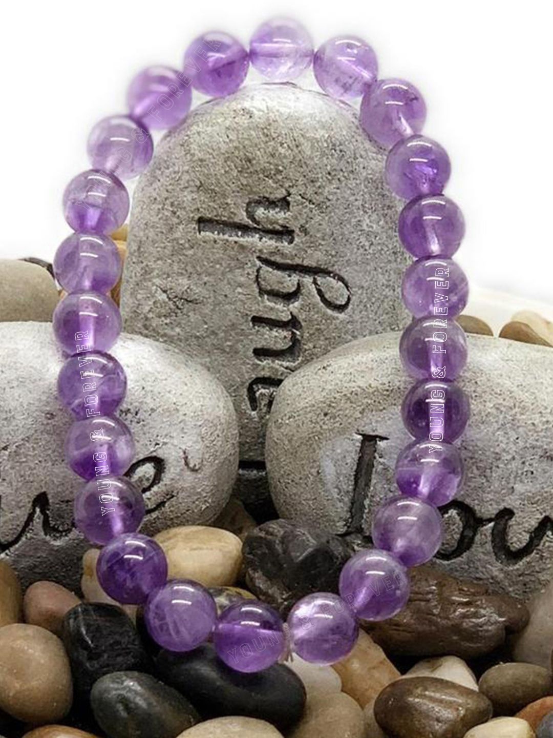 

Young & Forever Unisex Set of 3 Crystals Elasticated Bracelet, Purple
