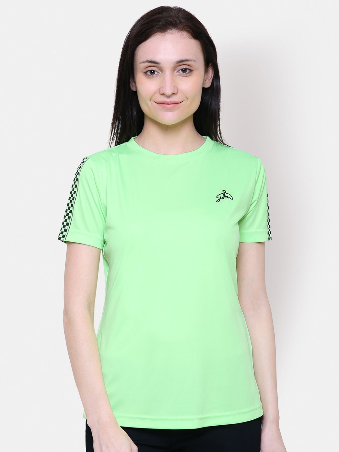 

Yaadleen Women Solid Round Neck Top, Lime green