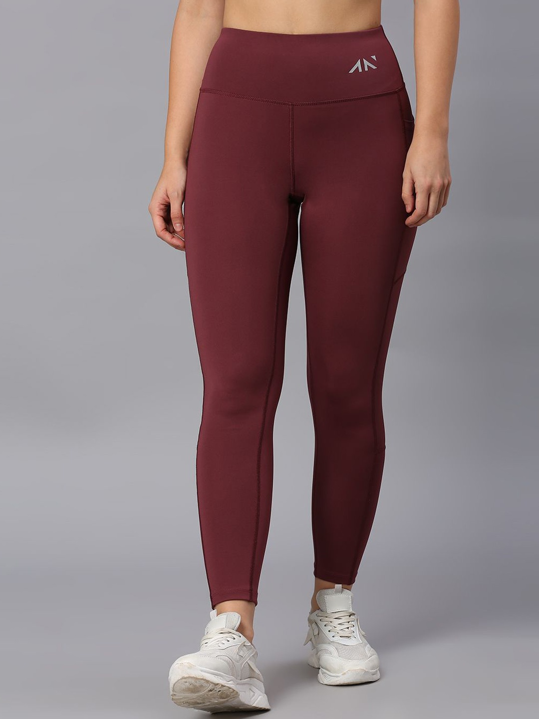 

AESTHETIC NATION Women Dri-Fit High-Waisted Sports Tights, Burgundy