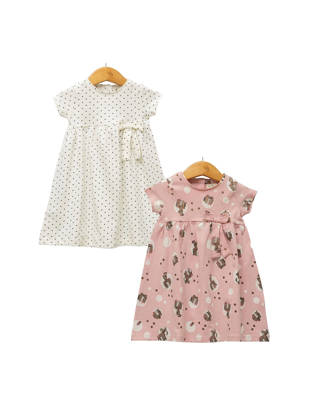 

JusCubs Floral Print Fit & Flare Dress Pack of 2, White