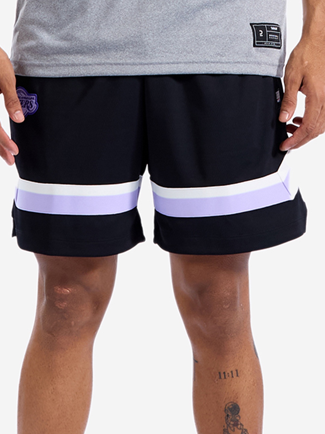 

TARMAK By Decathlon Men Mid-Rise Striped Shorts, Black