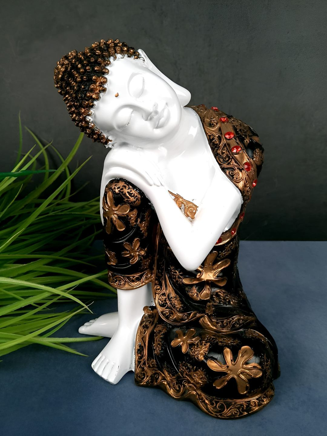 

apka mart Brown & White Buddha Idol Showpiece