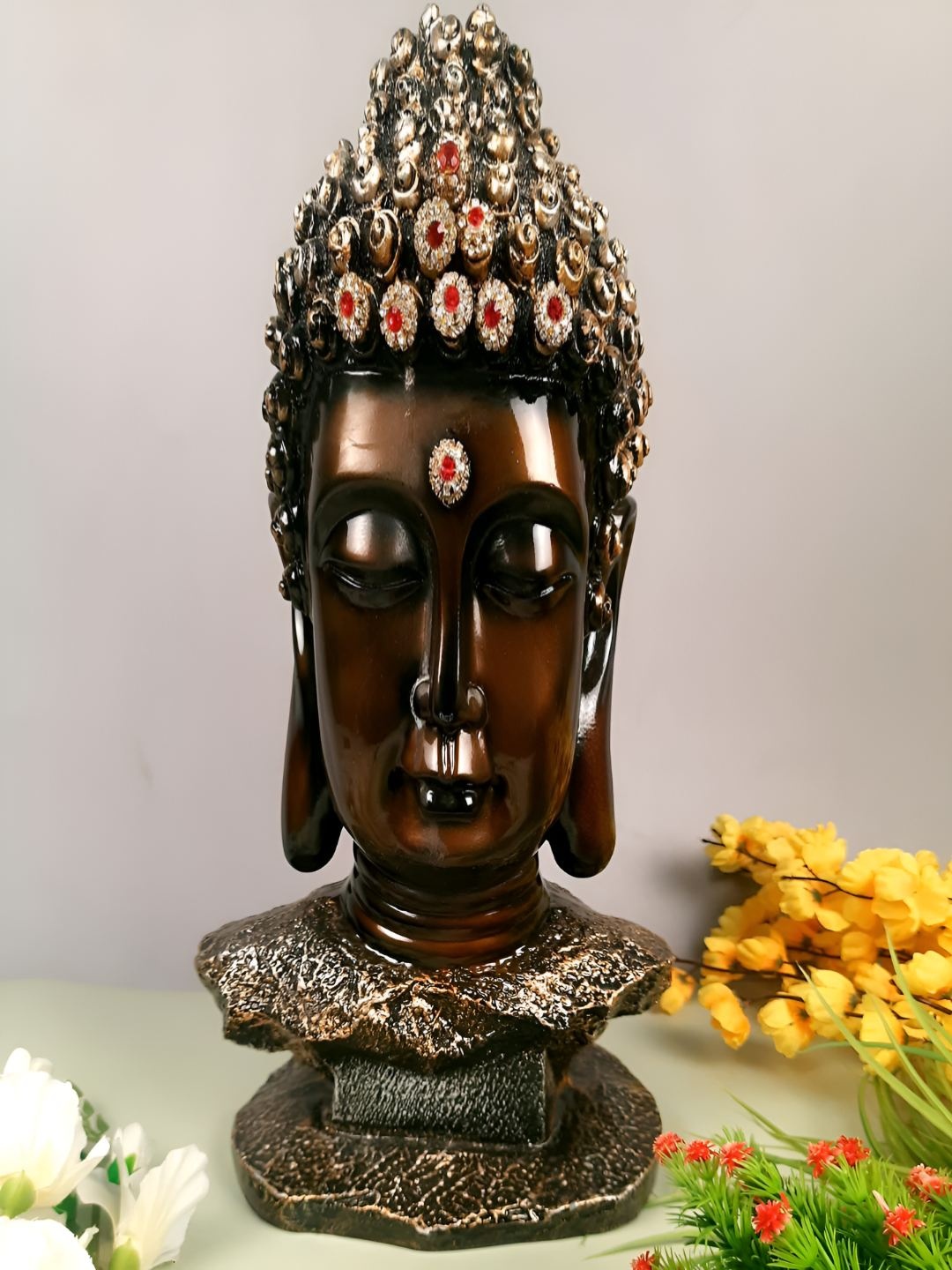 

apka mart Brown & Gold Toned Buddha Idol Showpiece