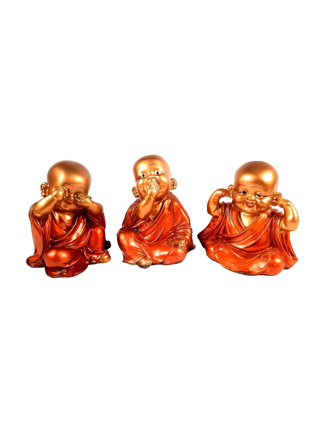 

apka mart Orange & Yellow 3 Pieces Buddha Figurine Showpiece