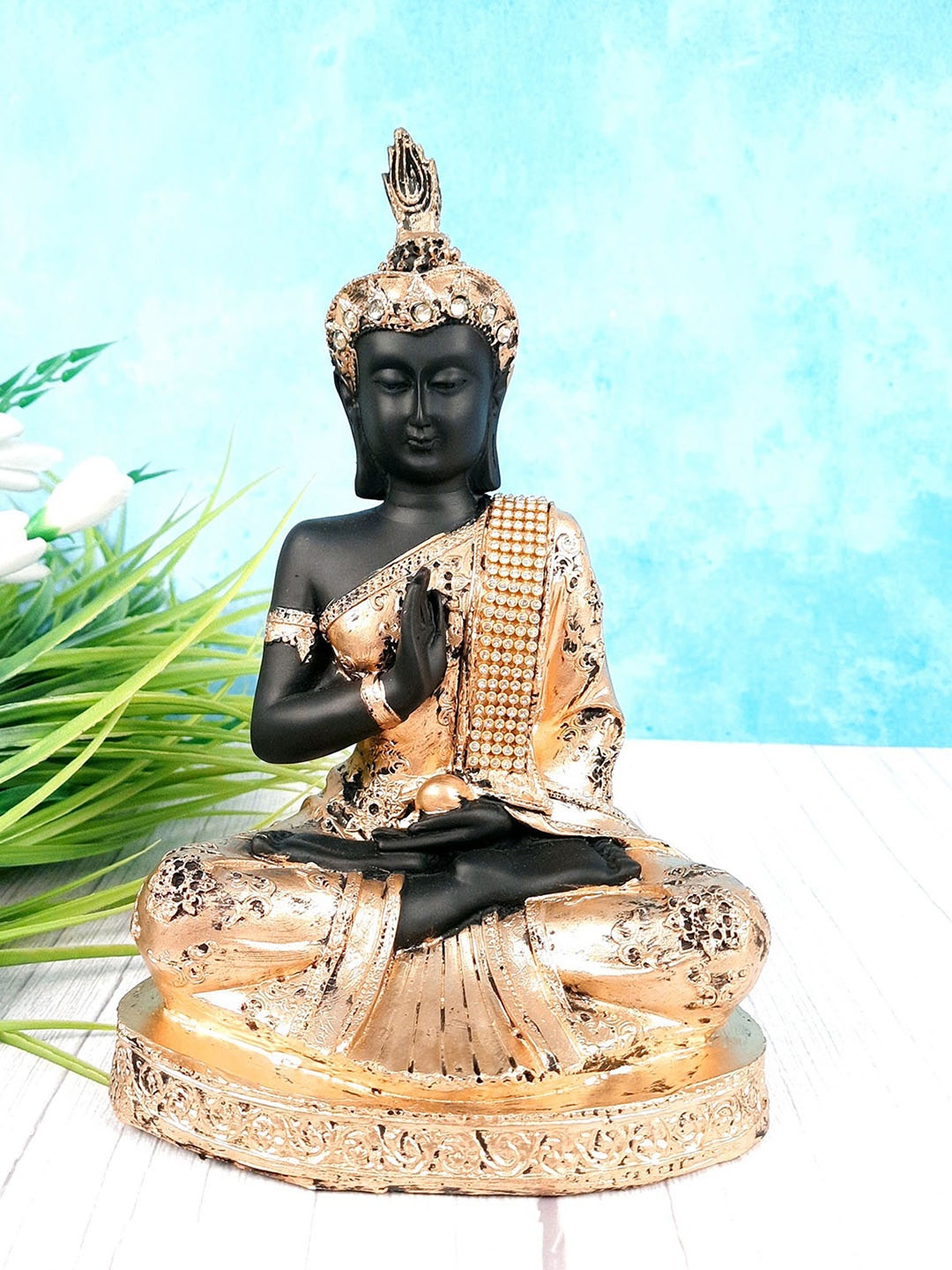 

apka mart Copper Toned & Black Buddha Idol Showpiece