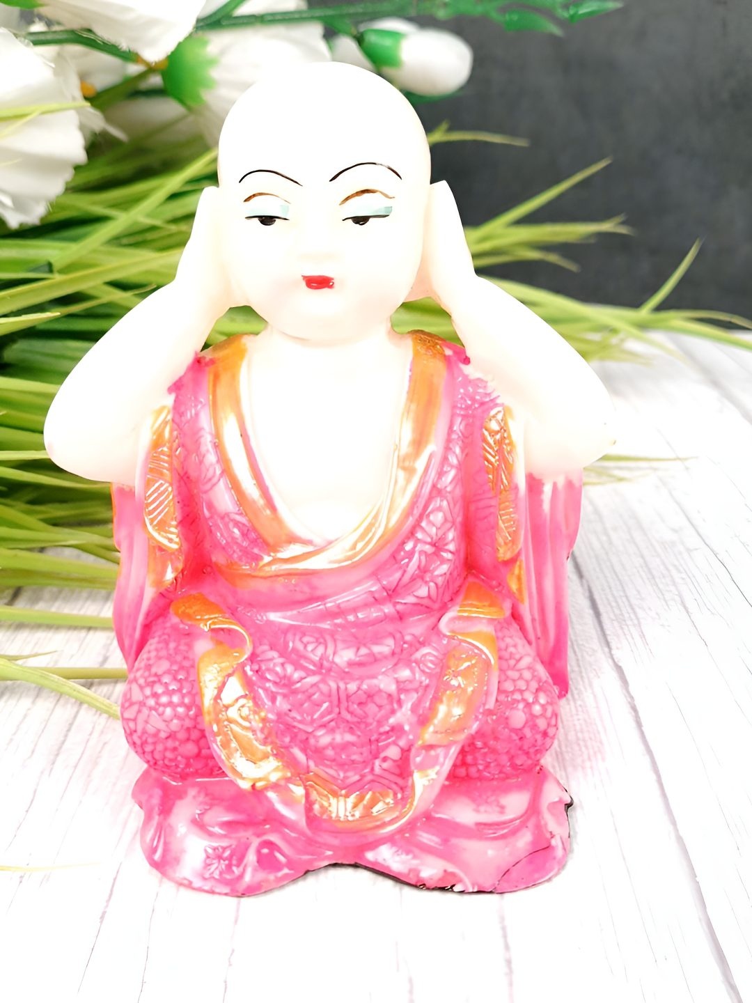 

apka mart Pink & White Buddha Figurine Showpiece