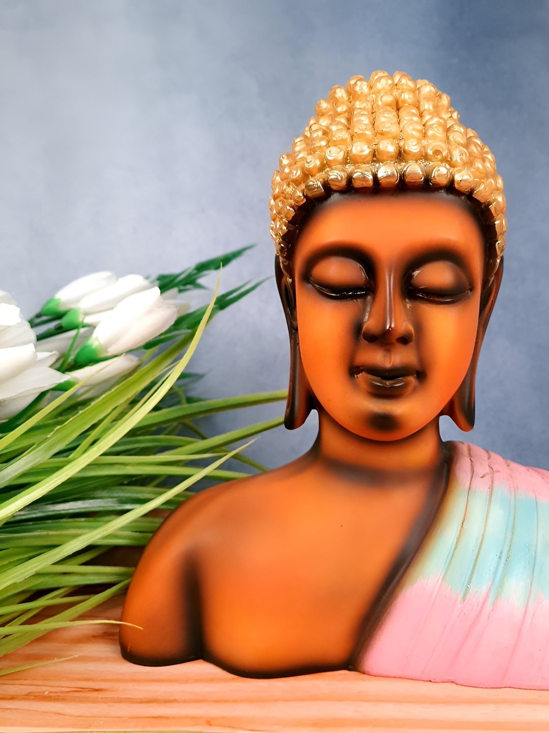 

apka mart Orange & Black Buddha Figurine Showpiece