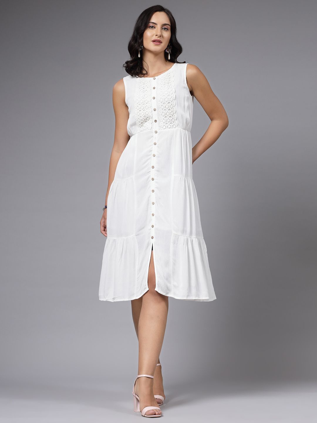 

aayu Solid A-Line Dress, White