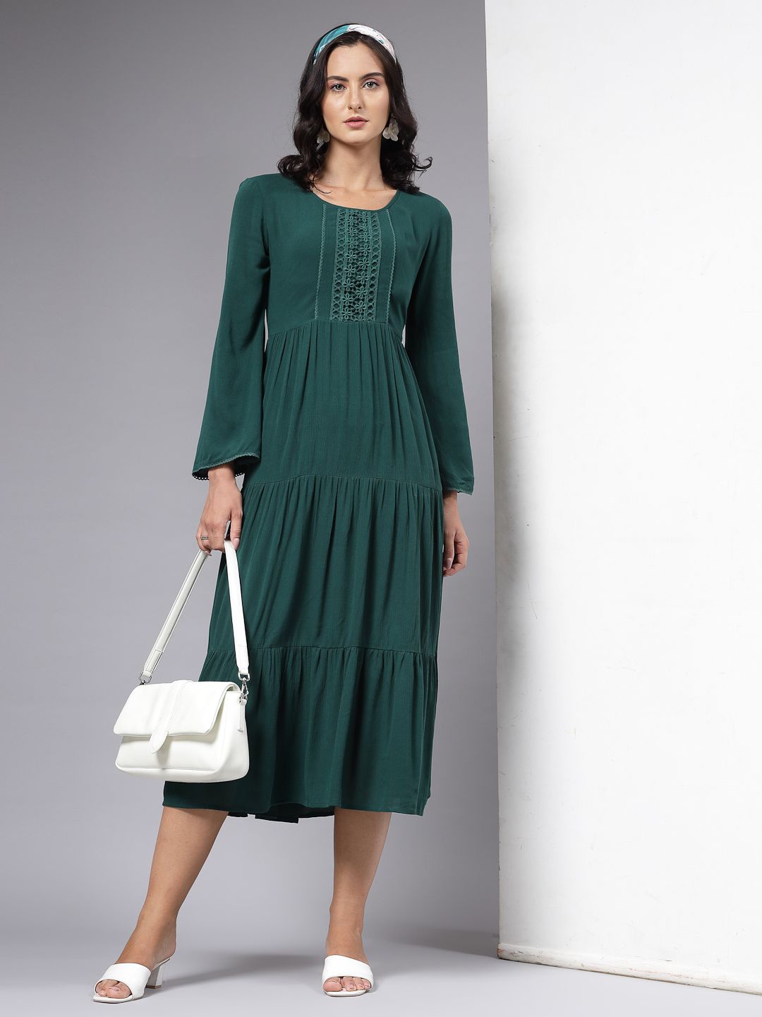 

aayu Layered A-Line Midi Dress, Green