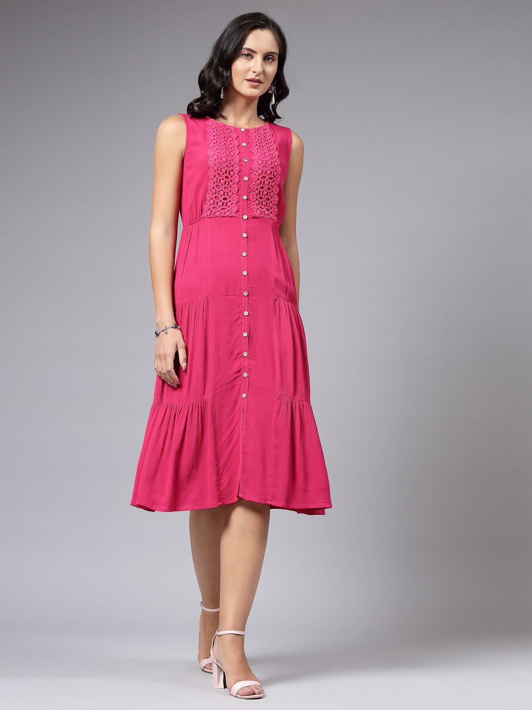 

aayu Women A-Line Dress, Fuchsia