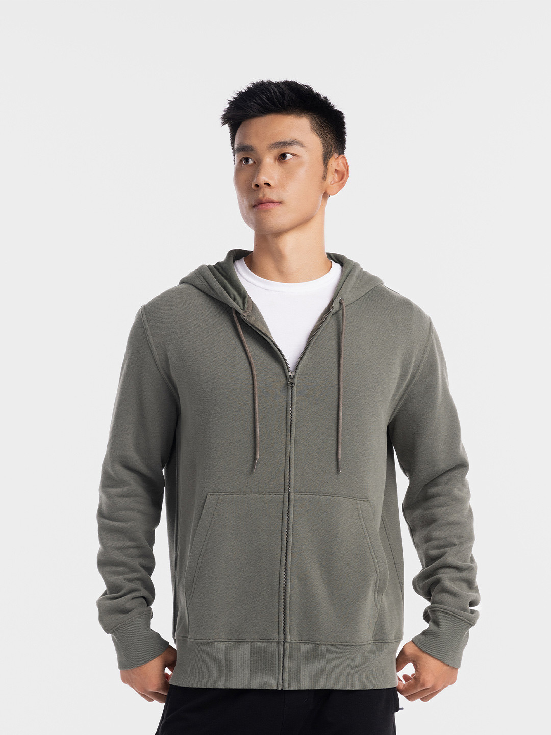 

Domyos By Decathlon Men Solid Front-Open Sweatshirt, Grey