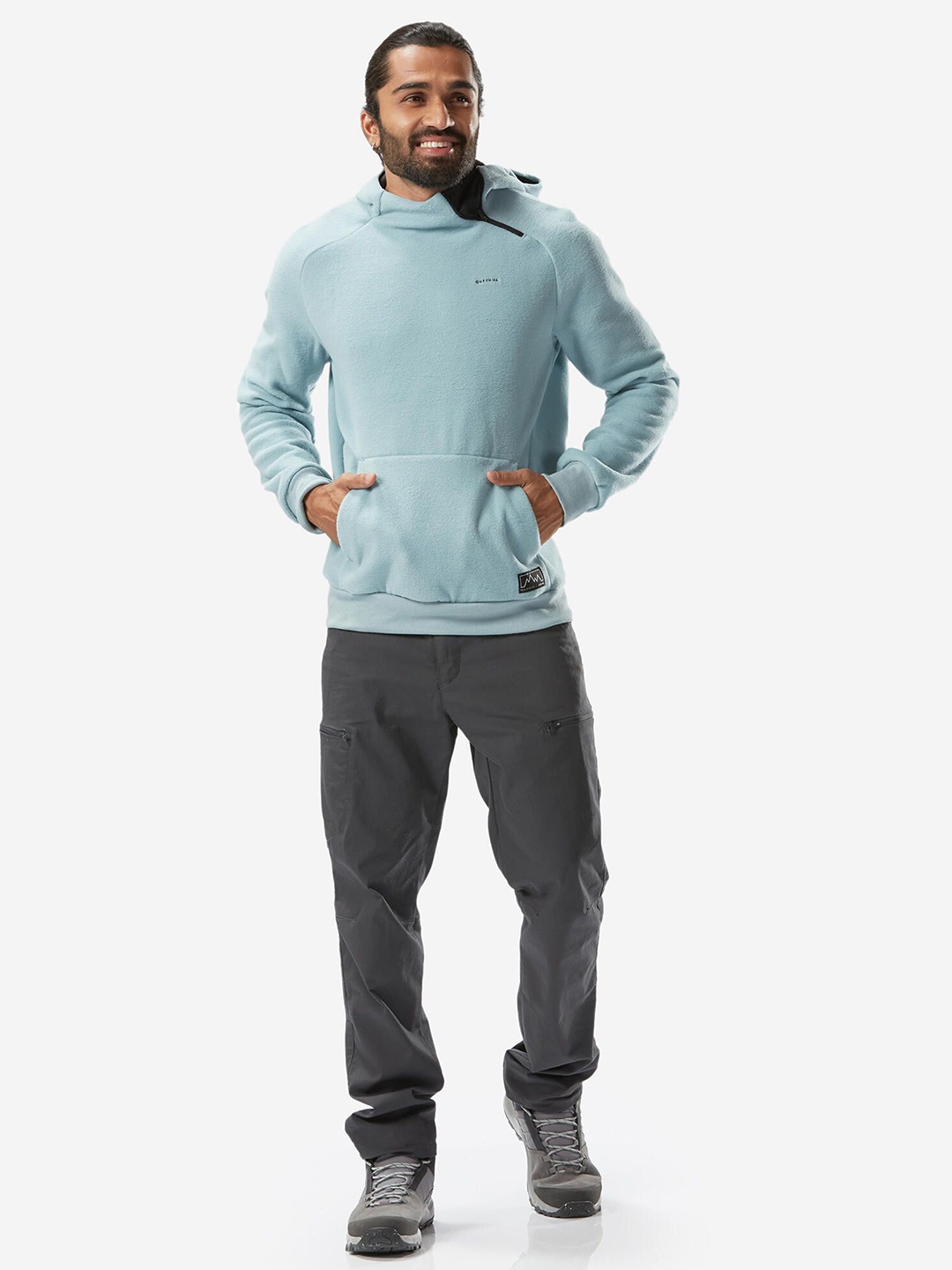 

Quechua By Decathlon Men Blue Warm Fleece Sweatshirt With Hoodie