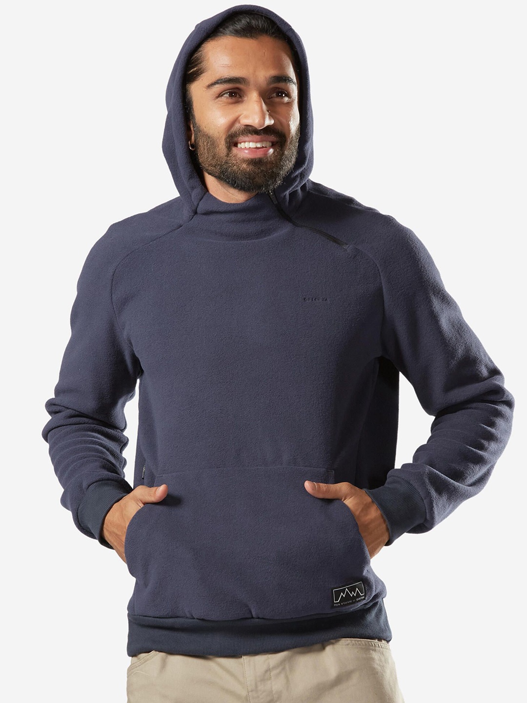

Domyos By Decathlon Men Navy Blue Warm Fleece Sweatshirt With Hoodie