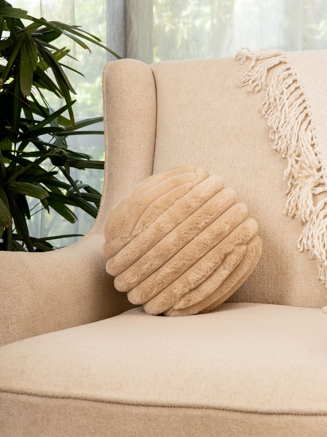 

Eris Home Beige Spherical Shape Cushion