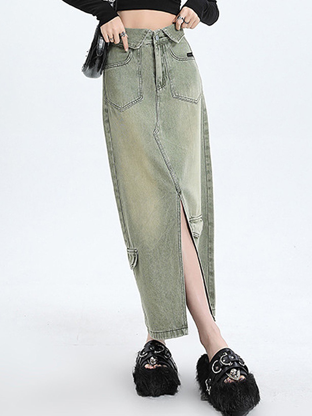 

LULU & SKY Women Pencil Maxi Skirt, Green