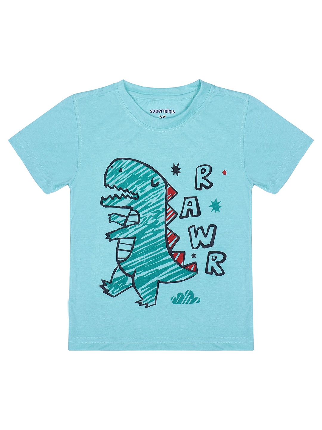 

Superminis Kids Typography Printed Applique T-shirt, Sea green