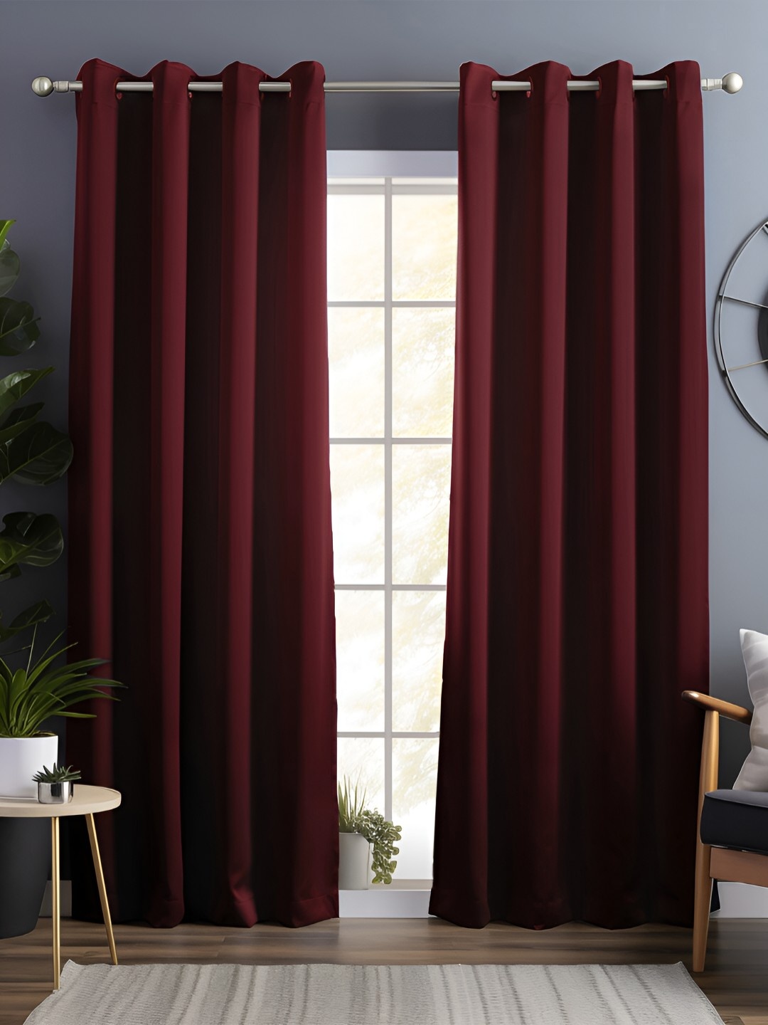 

Story@home Maroon 2 Pieces Black Out Door Curtains