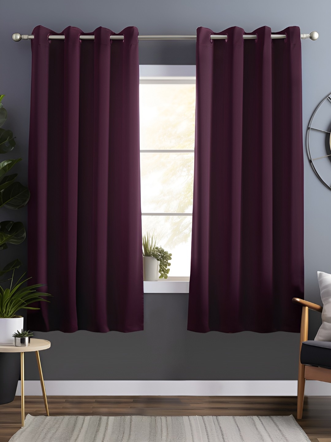 

Story@home Purple 2 Pieces Black Out Window Curtains