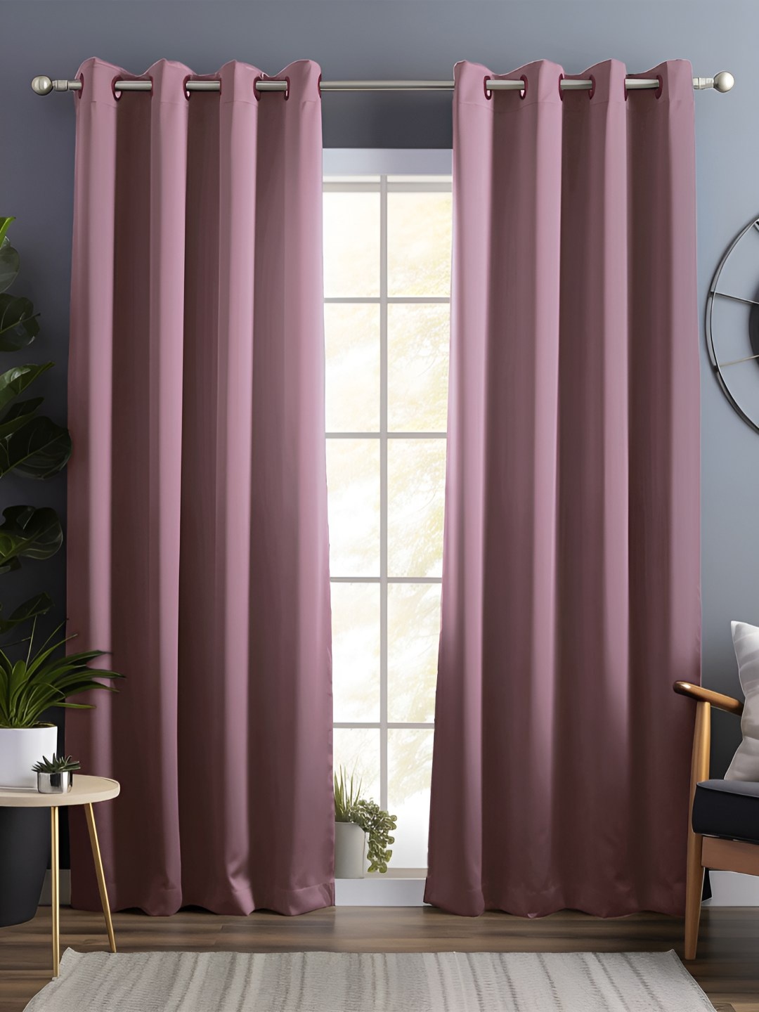 

Story@home Burgundy 2 Pieces Black Out Long Door Curtains