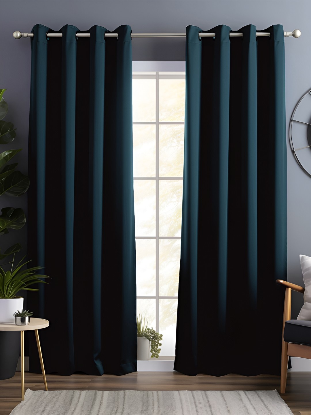 

Story@home Teal Blue 2 Pieces Black Out Long Door Curtains