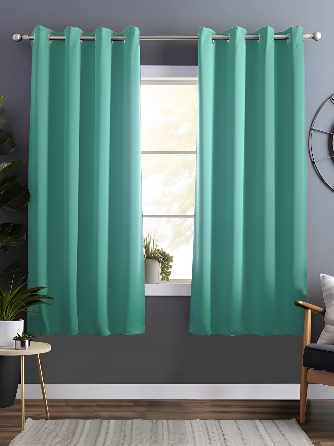 

Story@home Green 2 Pieces Black Out Window Curtains